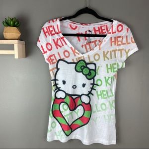 Hello kitty short sleeve Tee size junior M v-neck